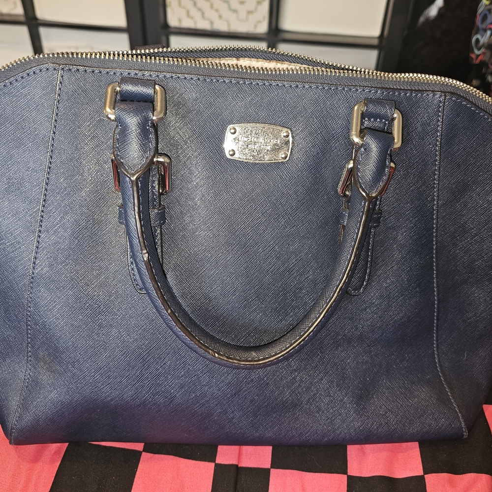 MICHAEL Michael Kors Ciara Large Saffiano Leather Satchel in blue